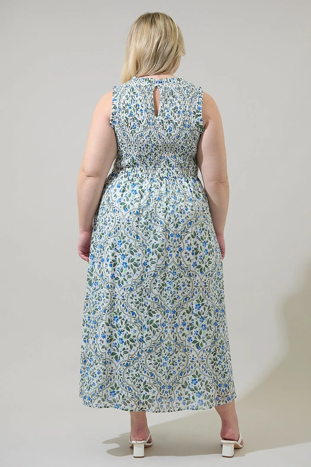 hilo floral midi dress-curvy