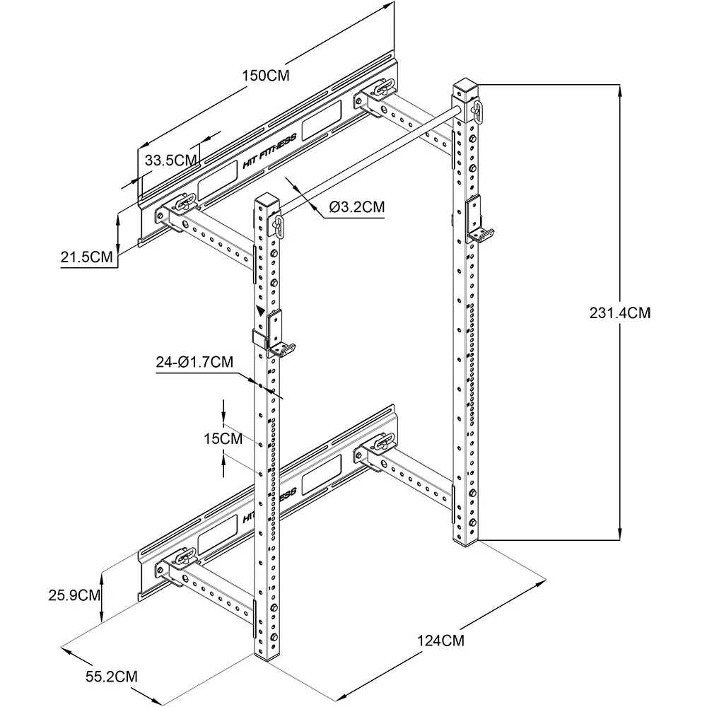 Hit Fitness Wall Mounted Folding Squat Rack