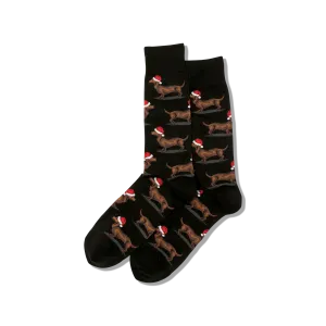 HOTSOX Men's Christmas Dachshunds Crew Socks