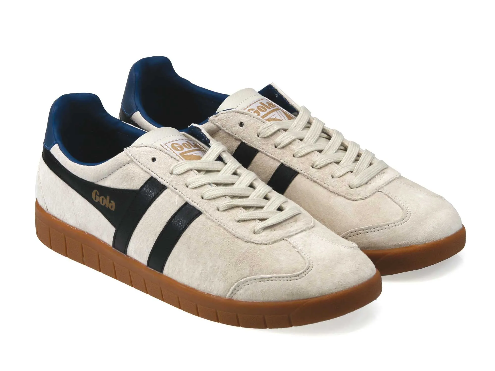 Hurricane Mens Off White Black Suede Classic Trainers