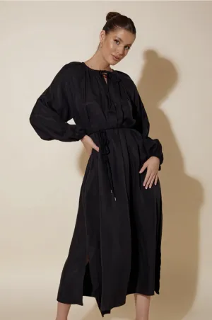 Isla Tie Neck Cupro Maxi Dress