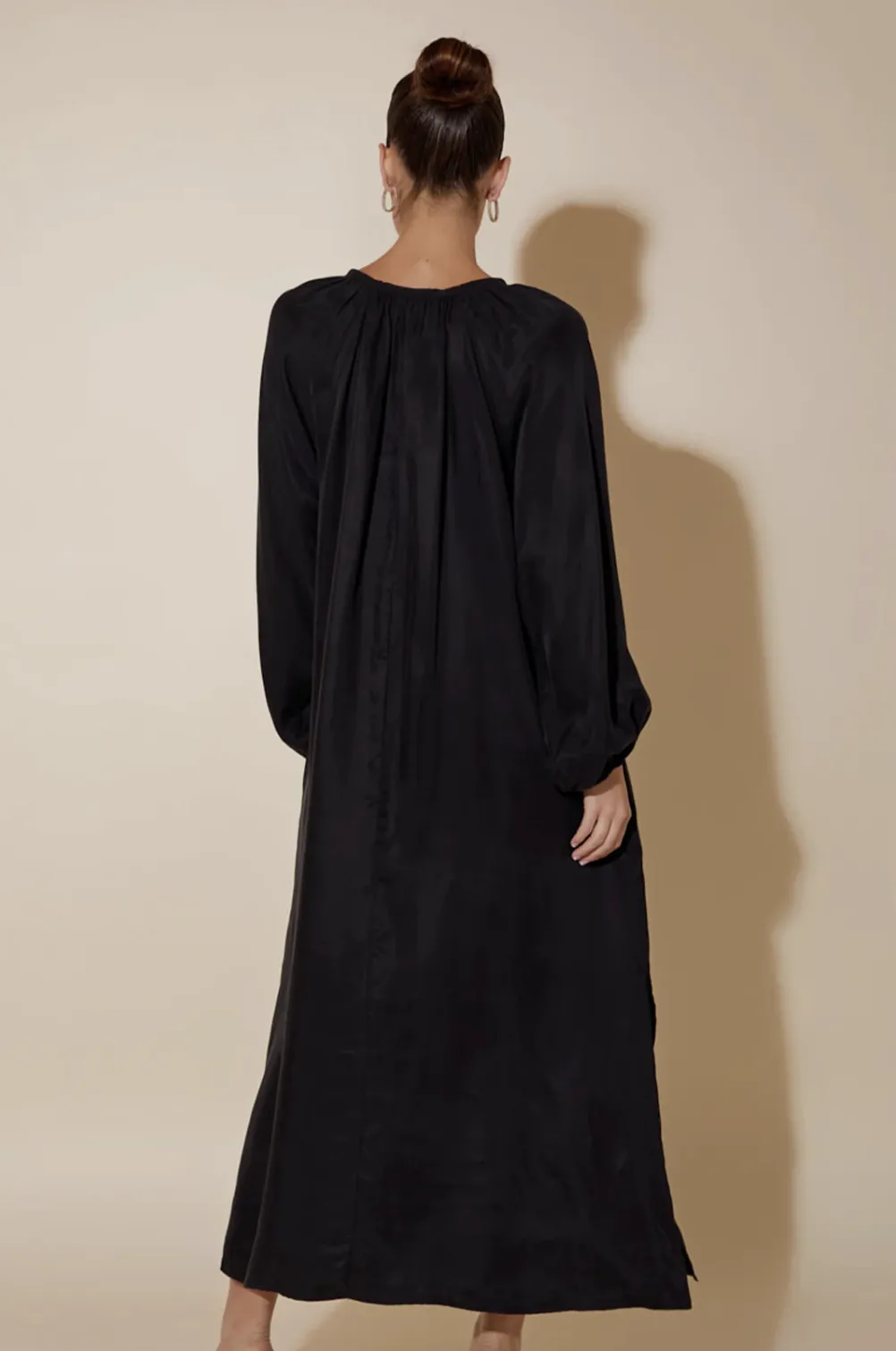 Isla Tie Neck Cupro Maxi Dress