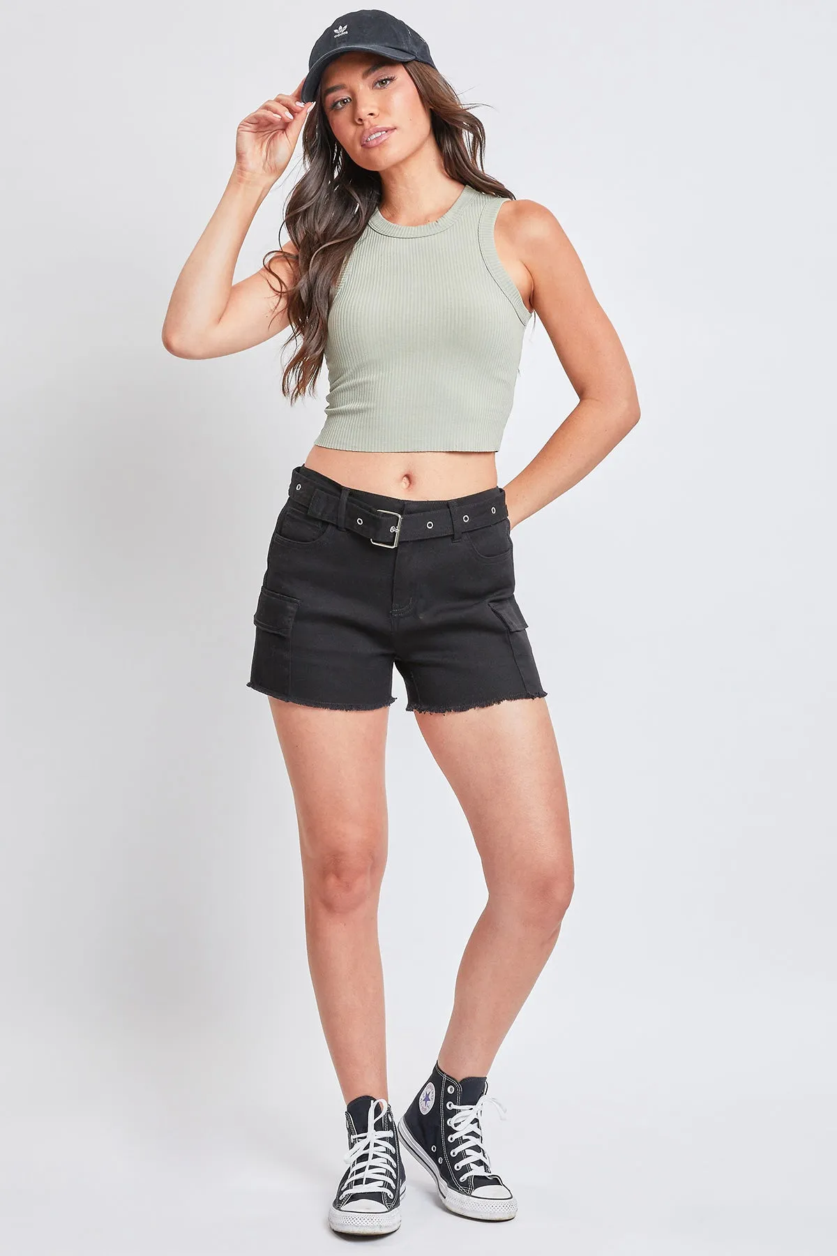 Junior High Rise Belted Cargo Short, Pack 12
