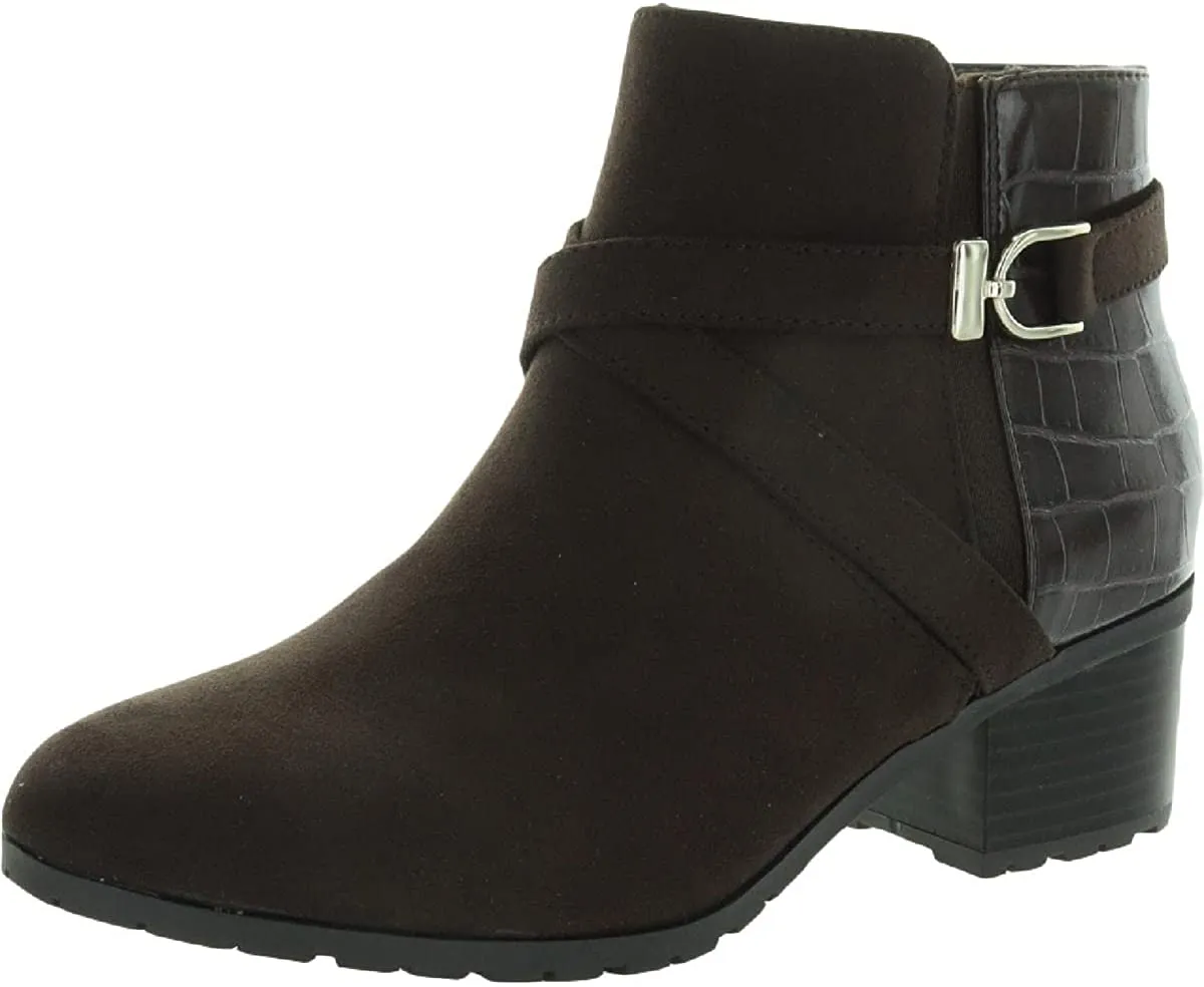 Karen Scott Women's Franccess Faux Leather Ankle Booties, Brown Mc, 9.5