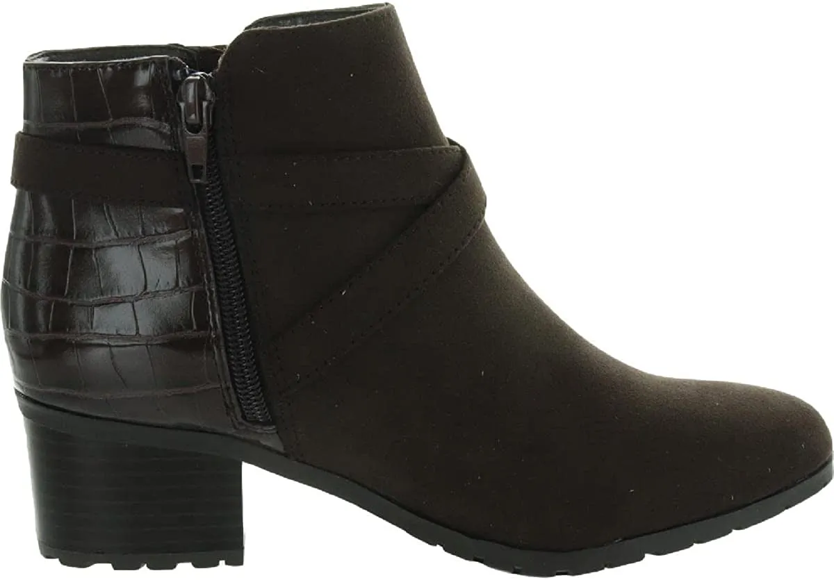 Karen Scott Women's Franccess Faux Leather Ankle Booties, Brown Mc, 9.5