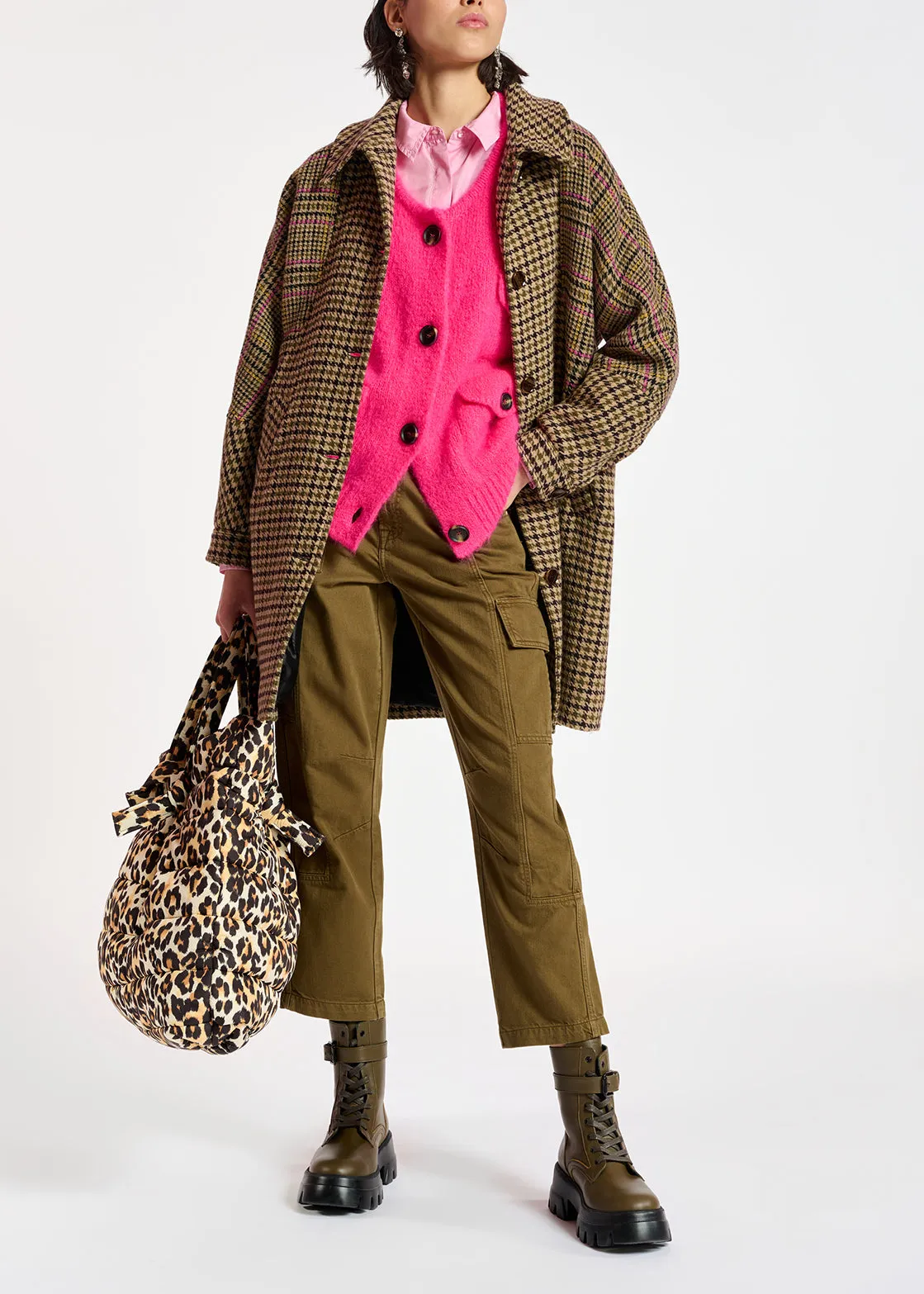 Khaki straight-leg cargo jeans