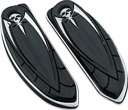 Kuryakyn 4566 Motorcycle Foot Control Component: Zombie Skull Driver Board Floorboard Covers for 1984-2019 Harley-Davidson Motorcycles, Chrome, 1 Pair