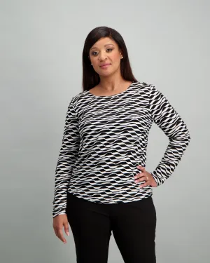 Ladies Pintuck Top - Black/White