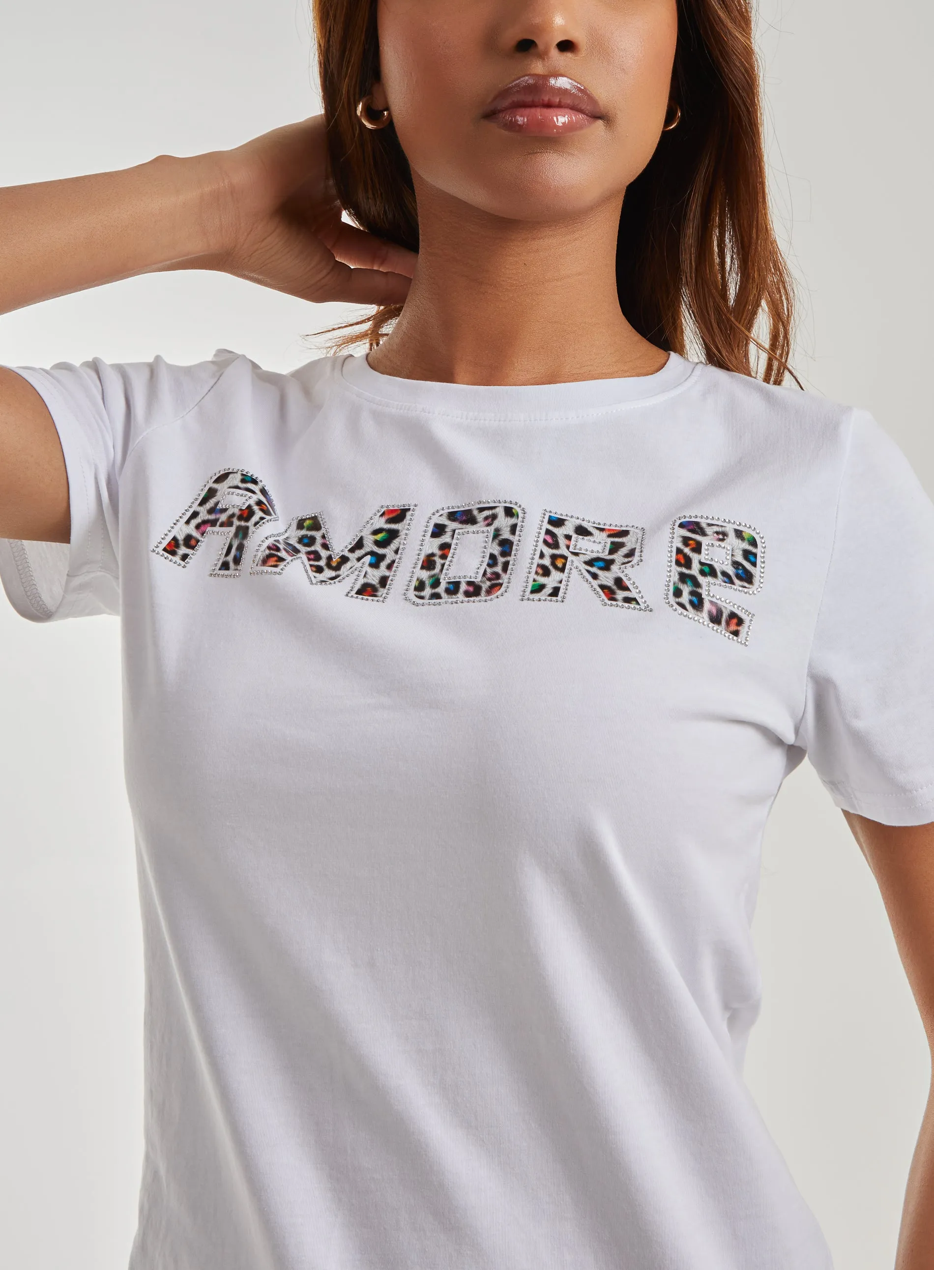 Leopard Hotfix Amore T-Shirt