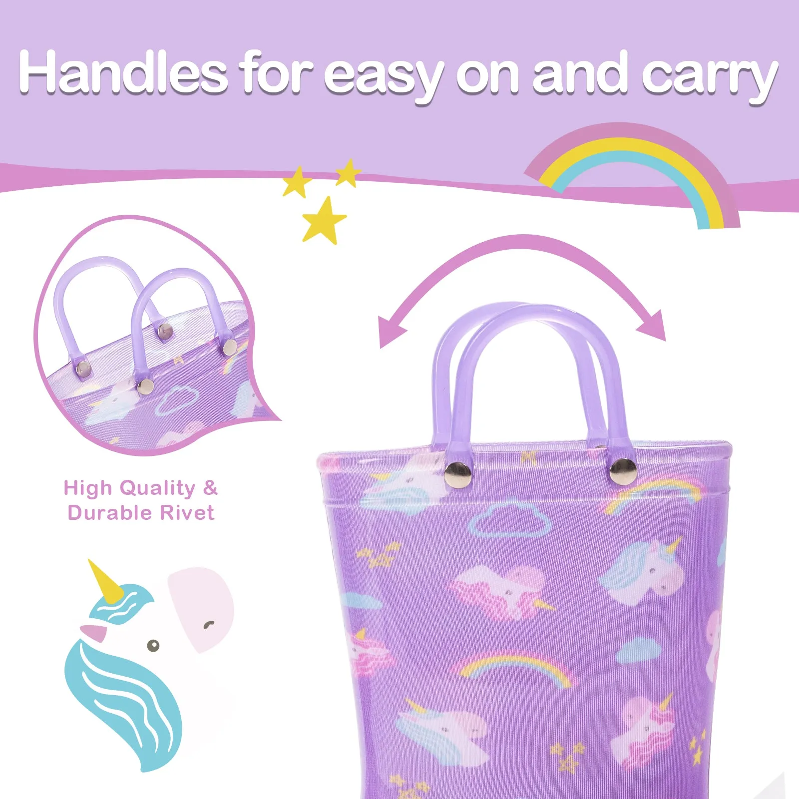 Light Up Kids Rain Boots with Handles