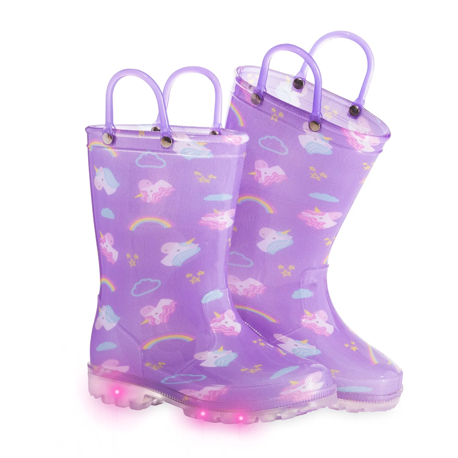 Light Up Kids Rain Boots with Handles