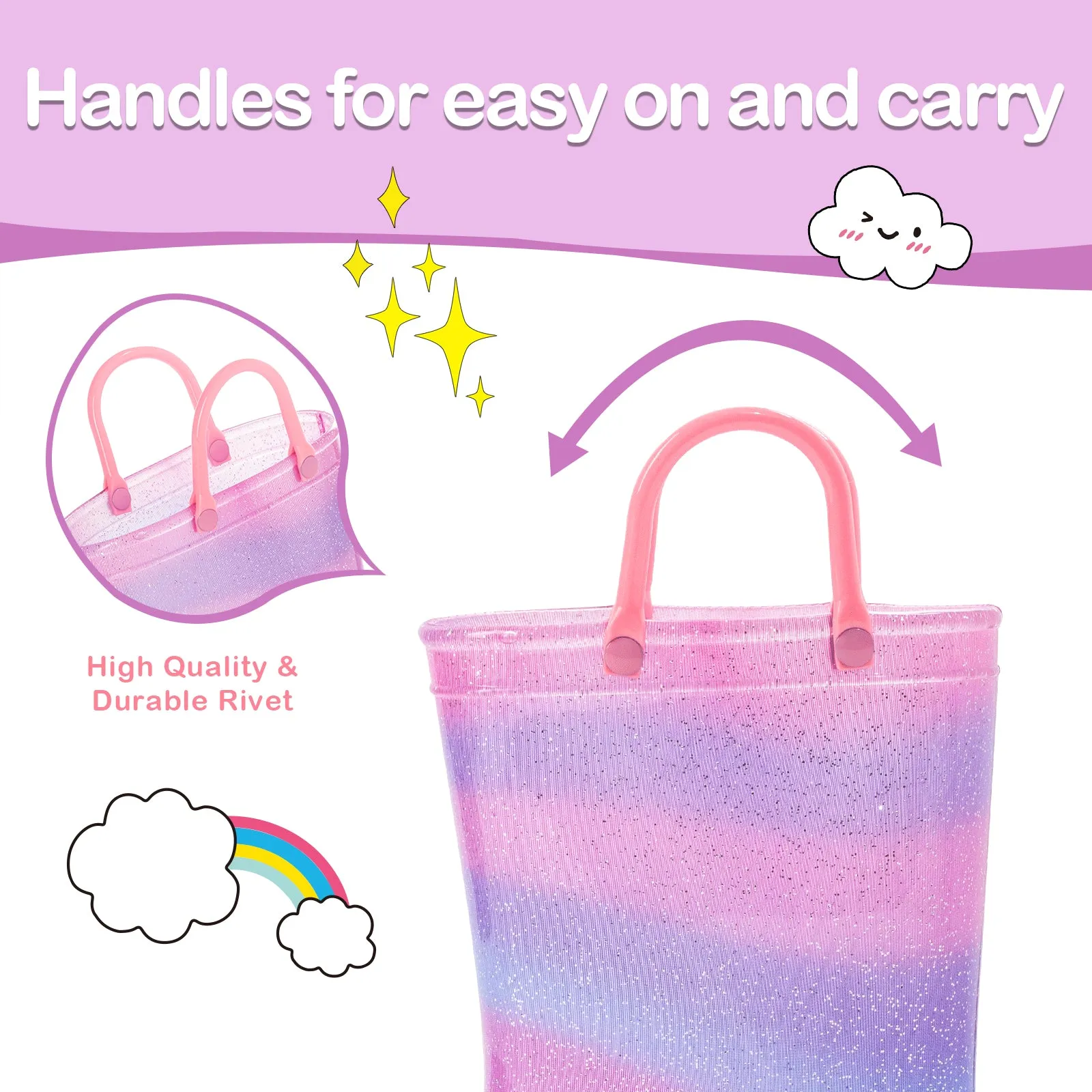 Light Up Kids Rain Boots with Handles