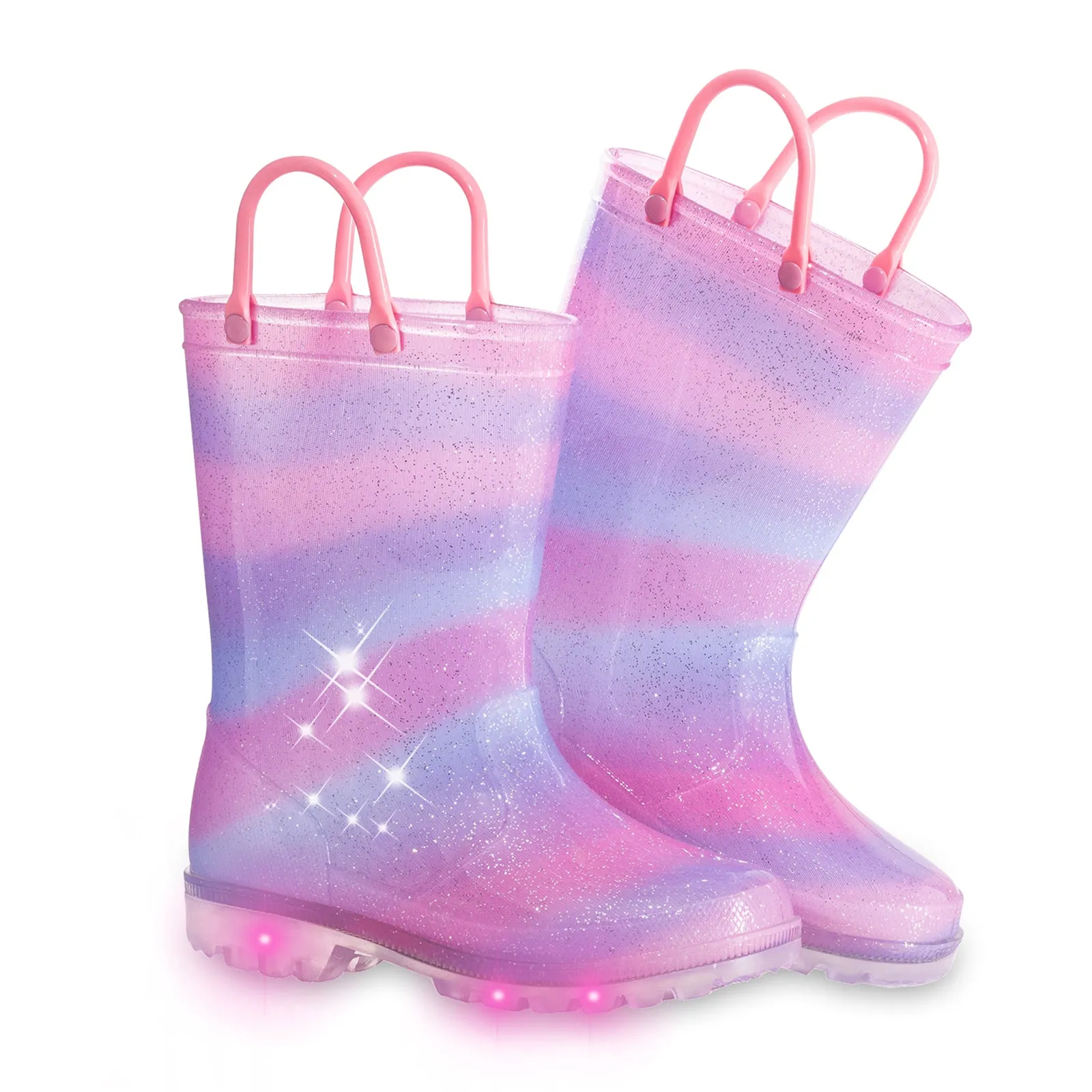 Light Up Kids Rain Boots with Handles