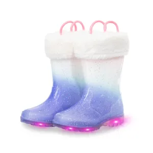 Light Up Purple Warm Kids Rain Boots