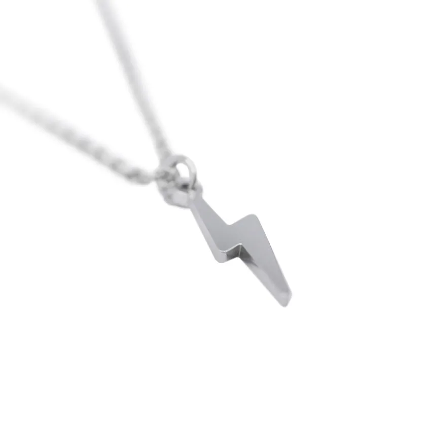 Lightning Bolt Pendant Necklace - Silver