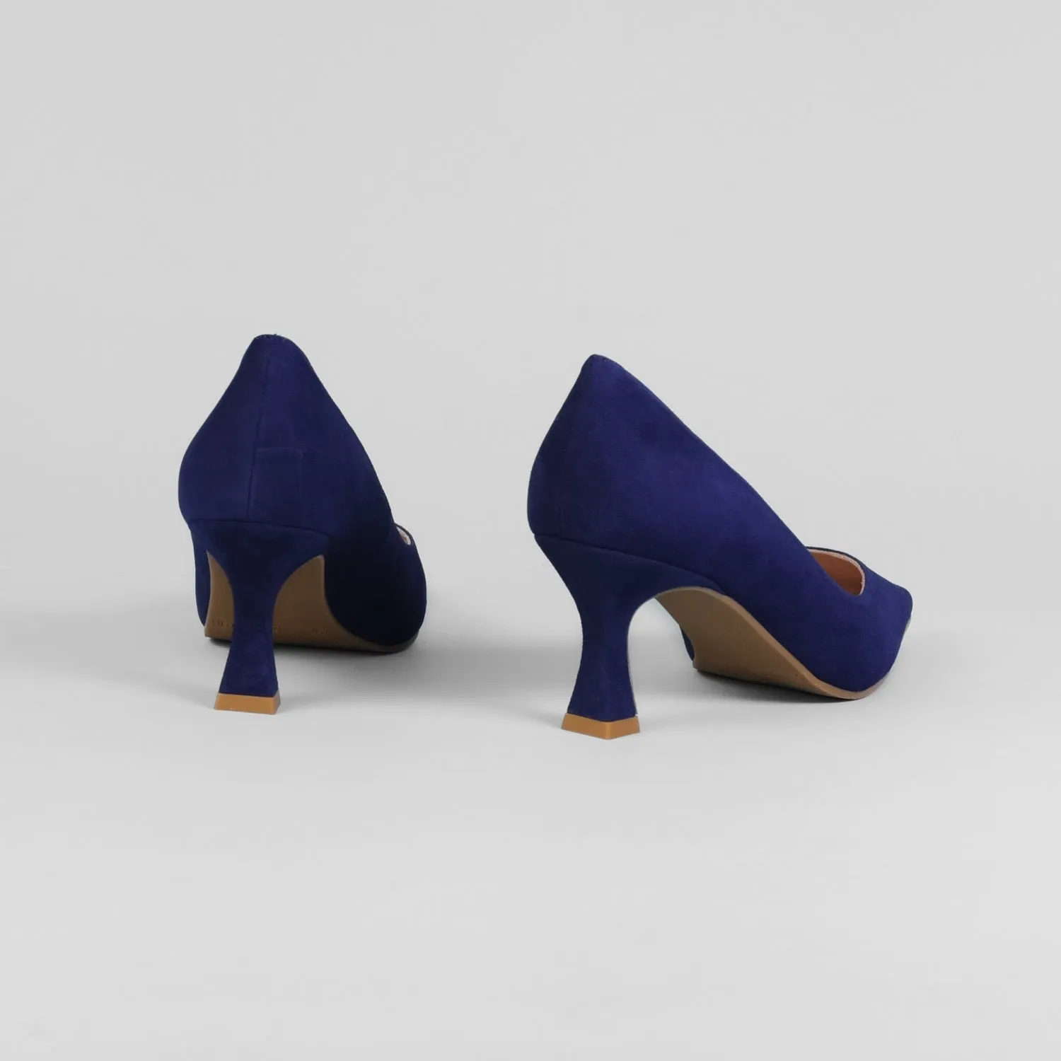 Lodi - Jona Blue Suede Kitten Heel Court Shoe