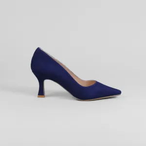 Lodi - Jona Blue Suede Kitten Heel Court Shoe