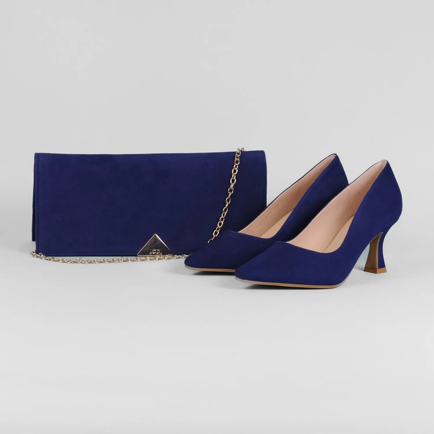 Lodi - Jona Blue Suede Kitten Heel Court Shoe