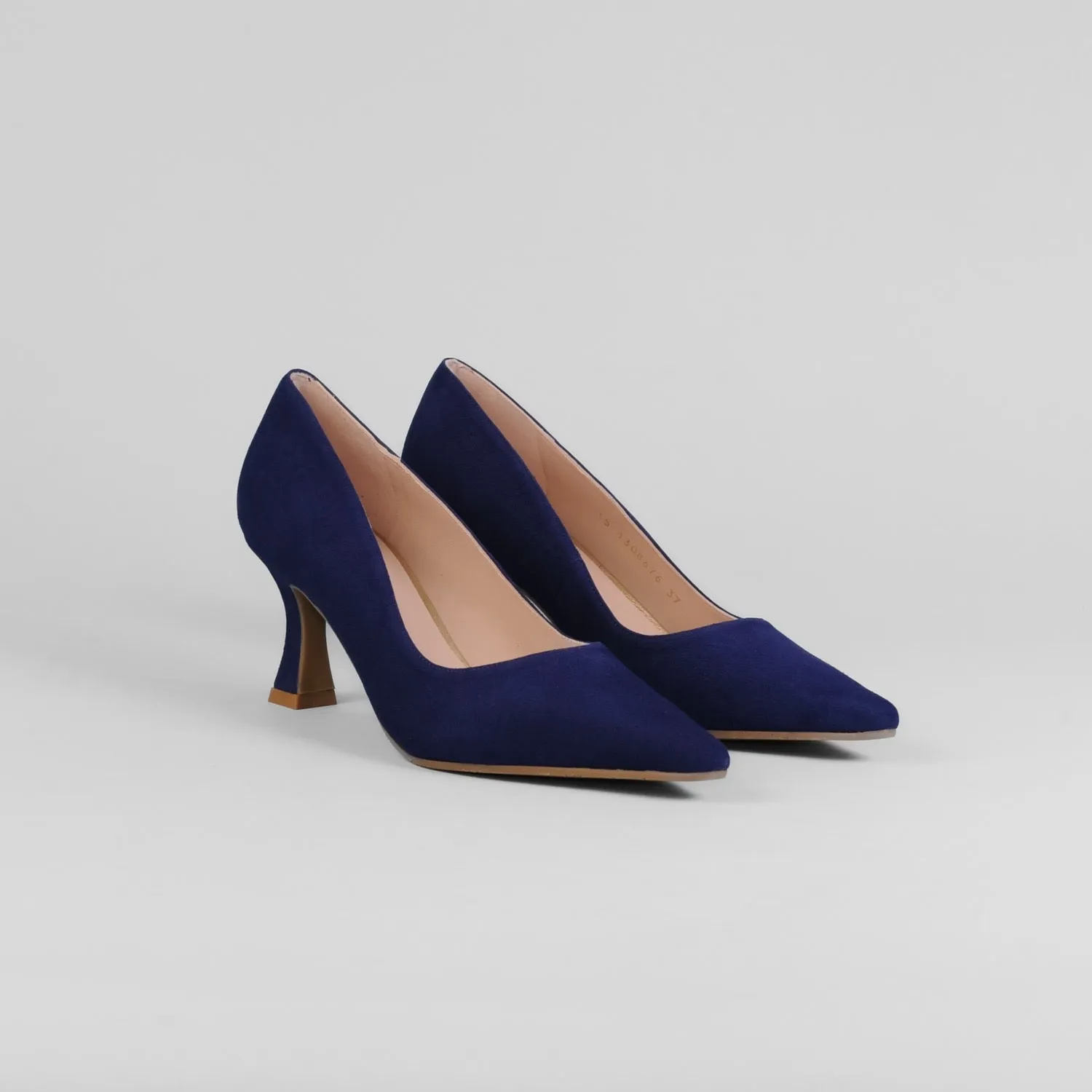 Lodi - Jona Blue Suede Kitten Heel Court Shoe