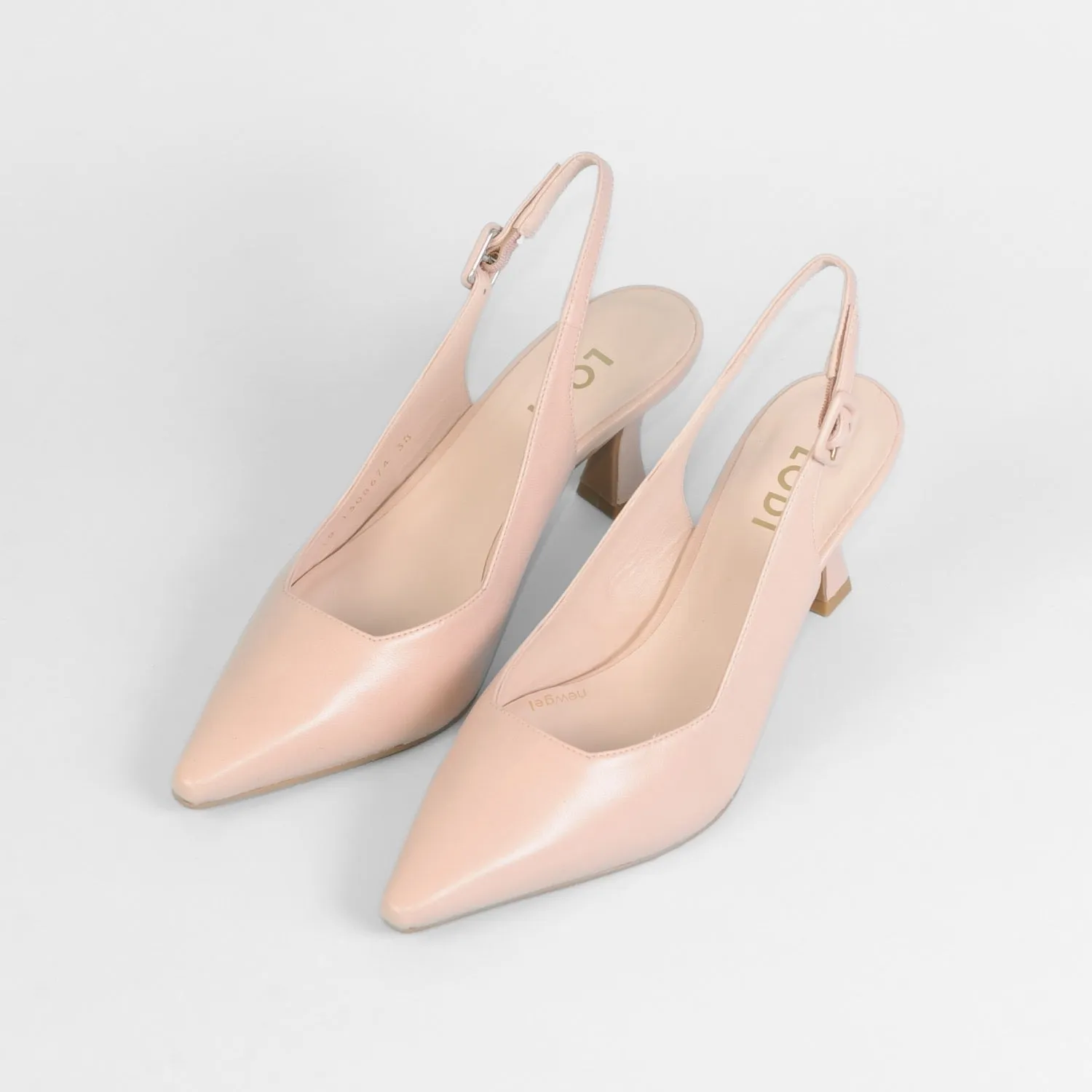 Lodi - Juco Blush Leather Kitten Heel Sling Black