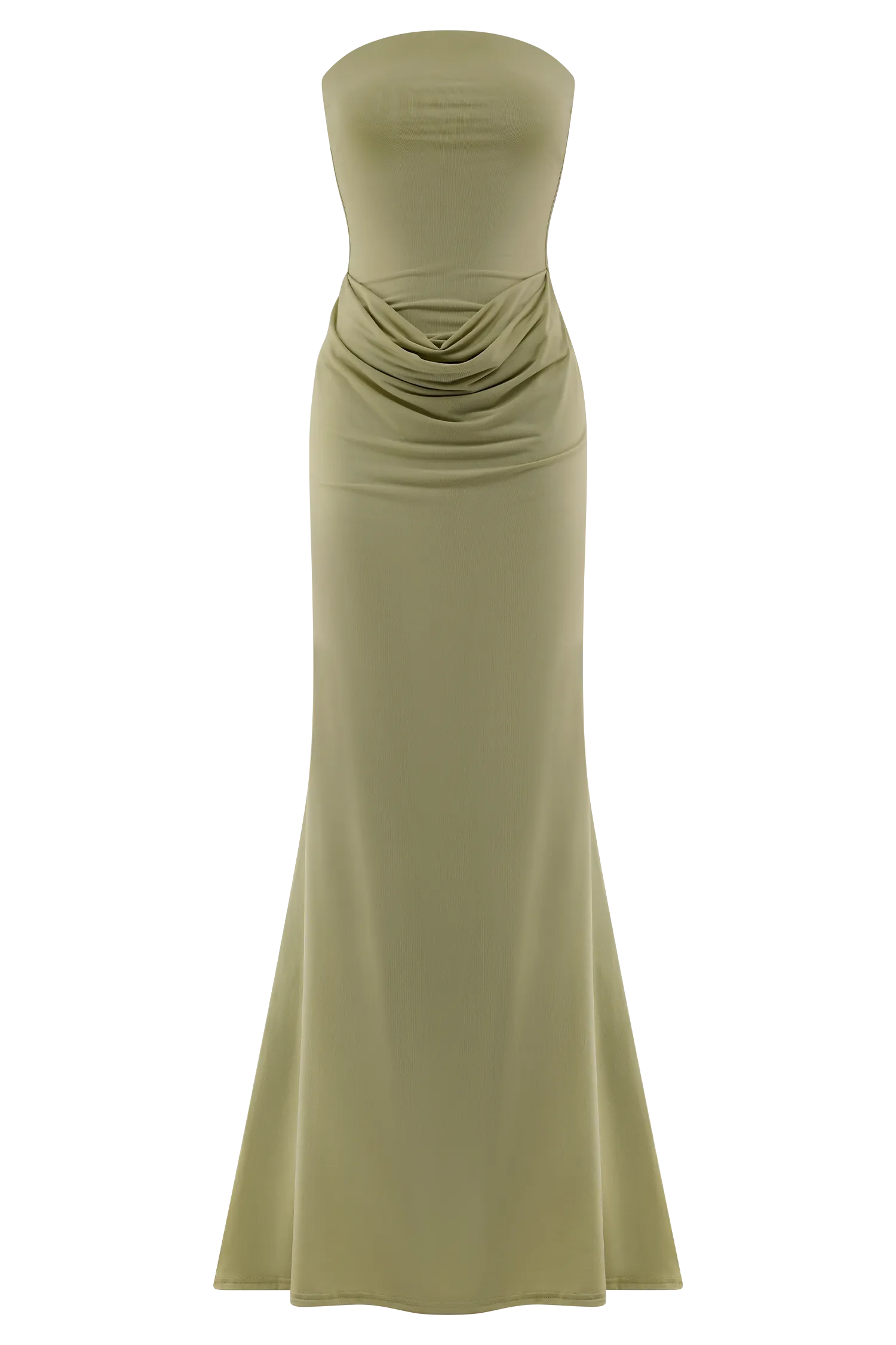 Madison Strapless Slinky Maxi Dress - Sage