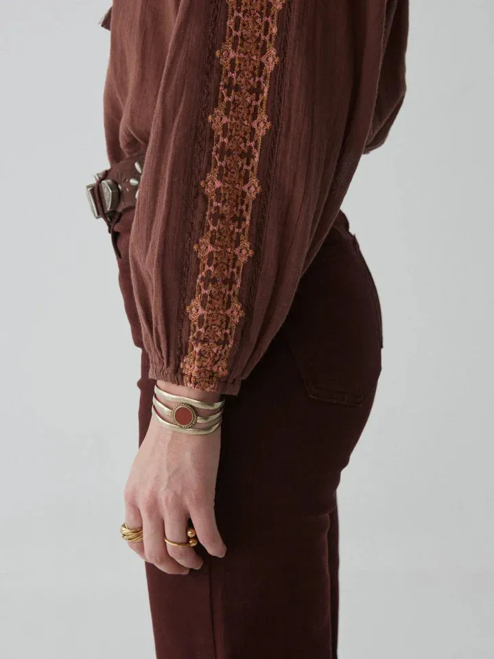 MAISON HOTEL  Audrey Blouse in Yorkshire Cocoa