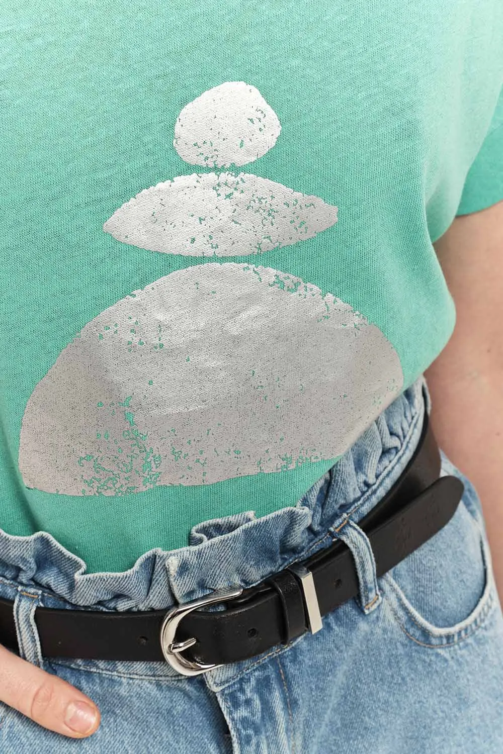 MANIA - T-shirt menthe visuel danseuse arty minimal