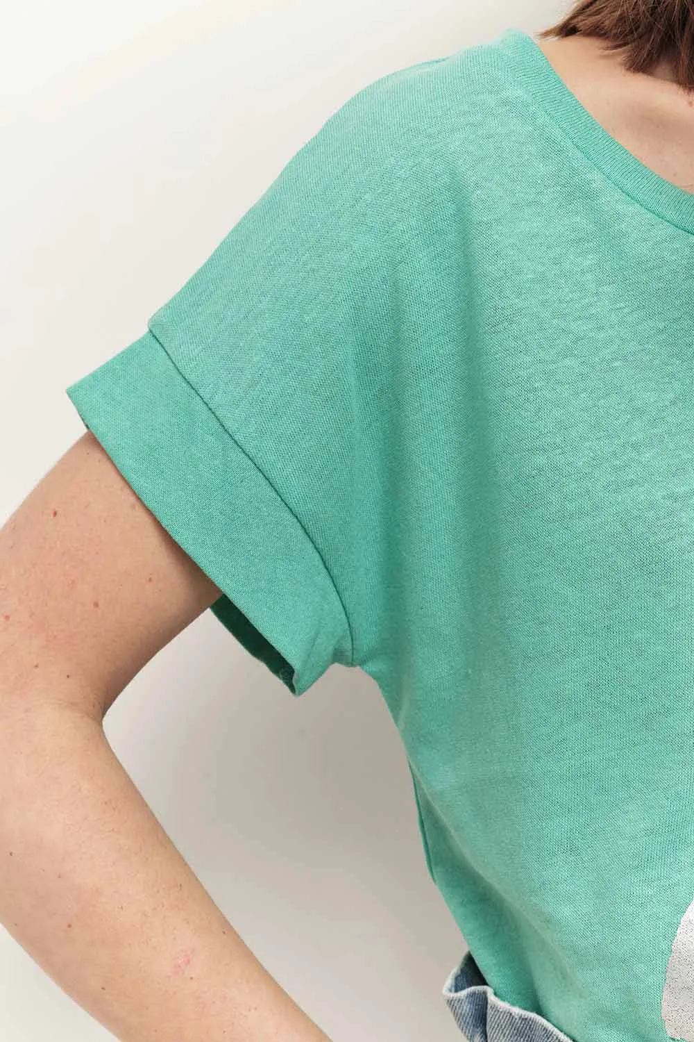 MANIA - T-shirt menthe visuel danseuse arty minimal