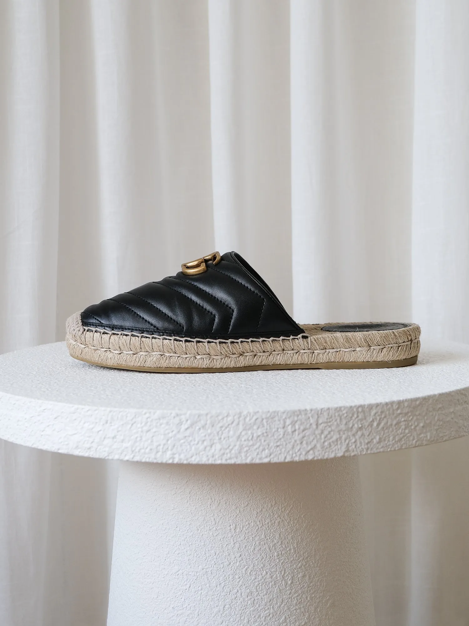 'Marmont' Matelasse Flat Espadrille Mules, Size 38.5