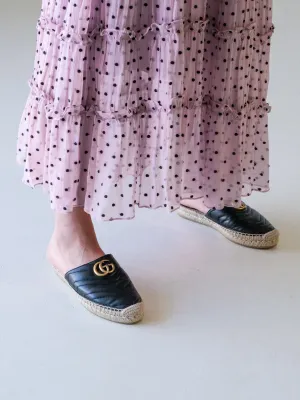 'Marmont' Matelasse Flat Espadrille Mules, Size 38.5