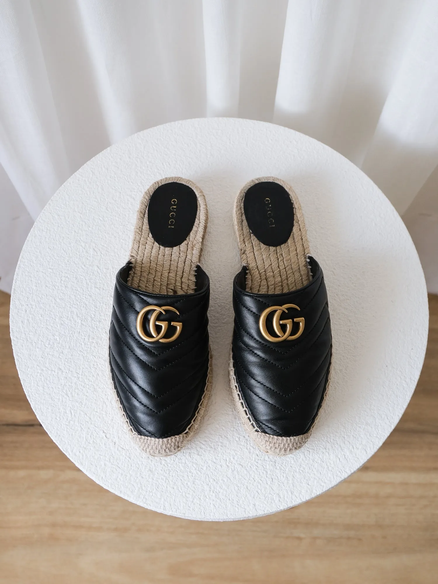 'Marmont' Matelasse Flat Espadrille Mules, Size 38.5