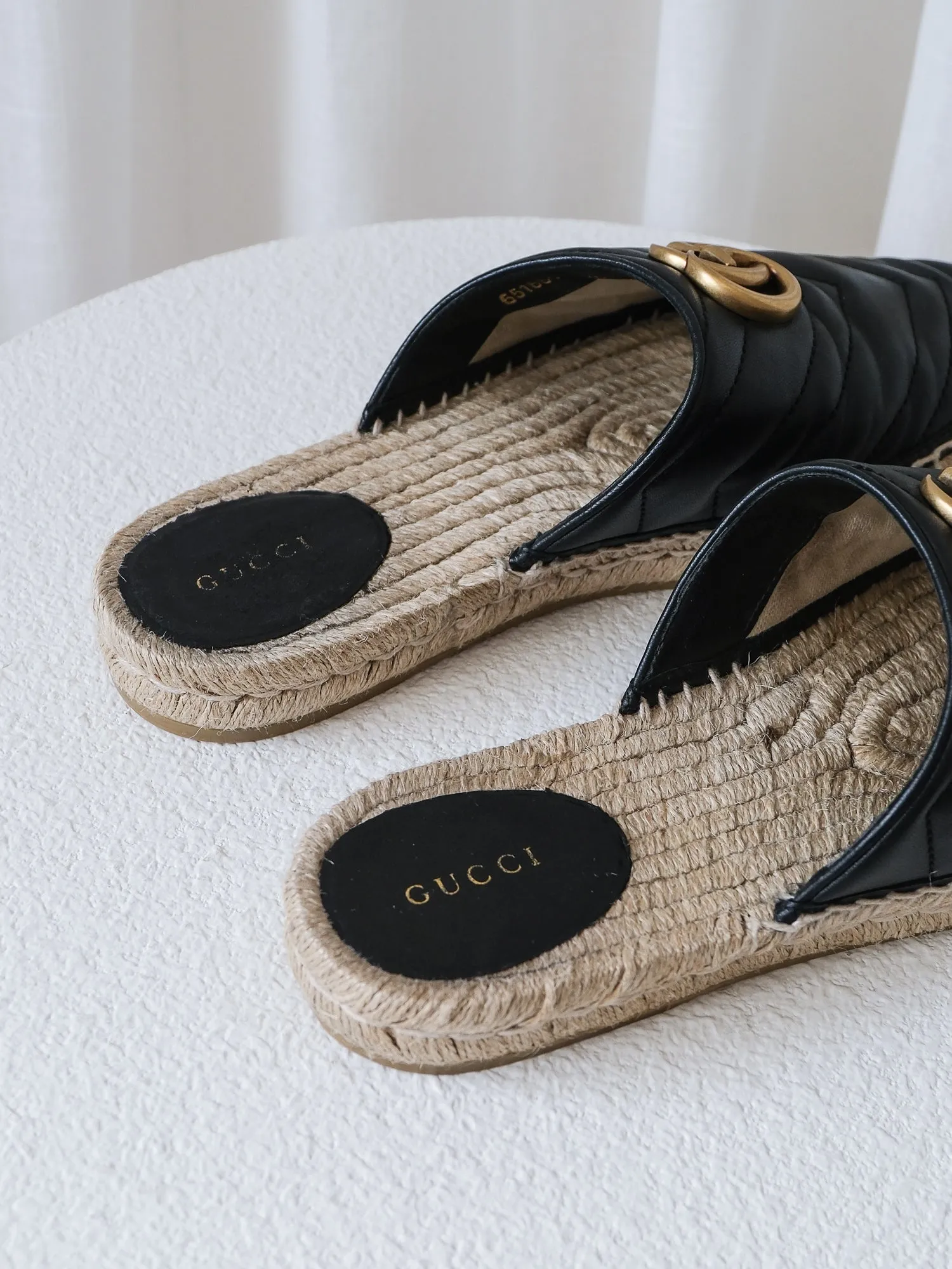 'Marmont' Matelasse Flat Espadrille Mules, Size 38.5