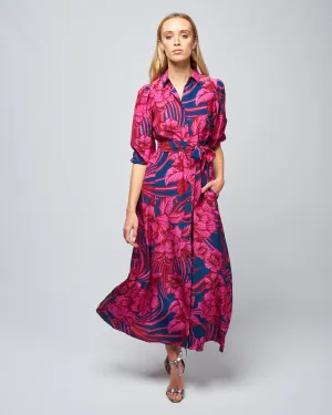 medea 34 dress - fuschia navy flower palm