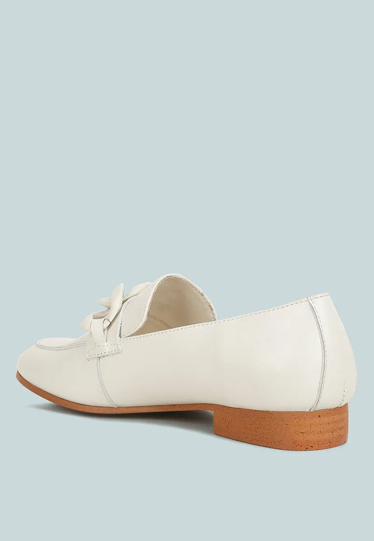 Merva Chunky Chain Leather Loafers By Ruw