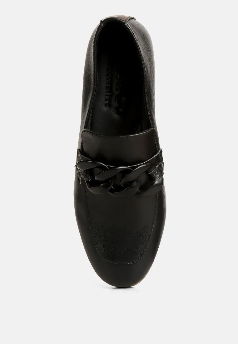 Merva Chunky Chain Leather Loafers By Ruw