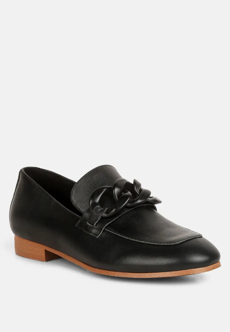 Merva Chunky Chain Leather Loafers By Ruw