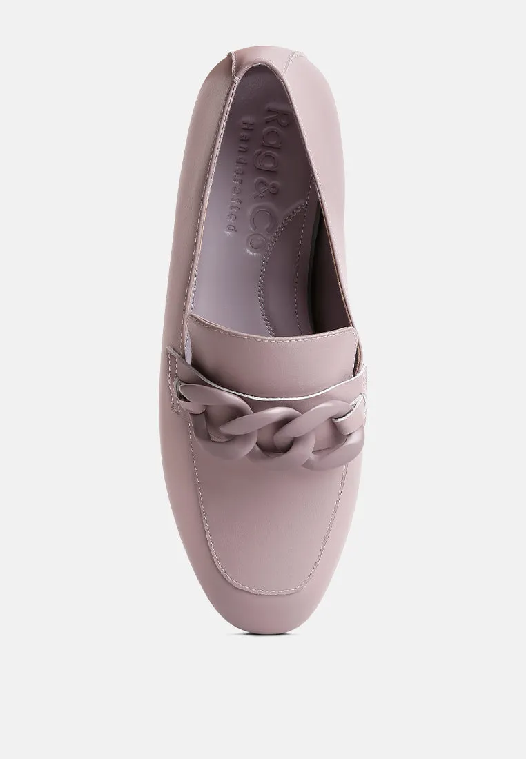 Merva Chunky Chain Leather Loafers By Ruw