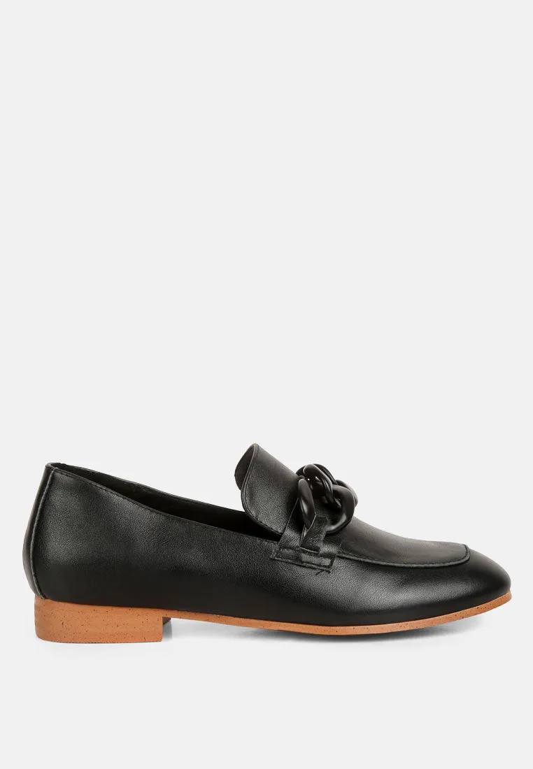 Merva Chunky Chain Leather Loafers By Ruw