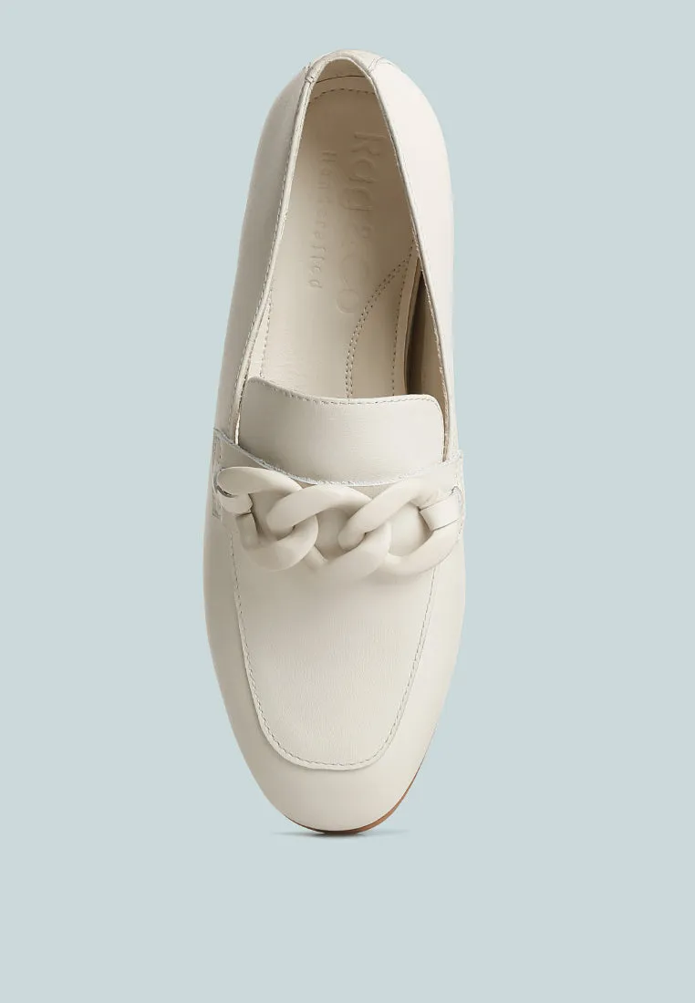 Merva Chunky Chain Leather Loafers By Ruw