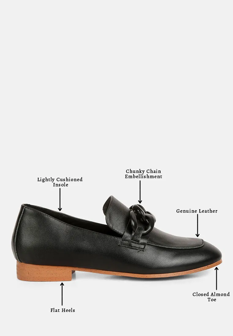 Merva Chunky Chain Leather Loafers By Ruw