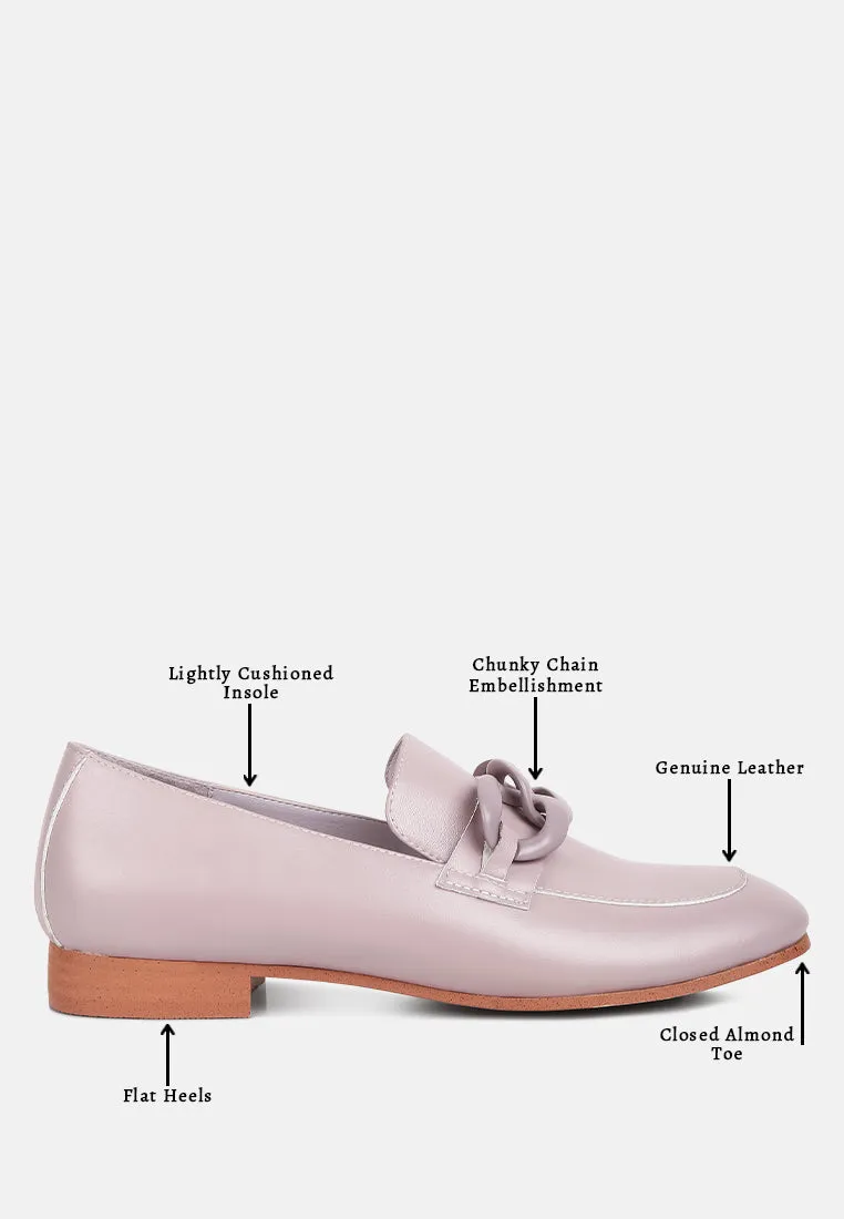 Merva Chunky Chain Leather Loafers By Ruw