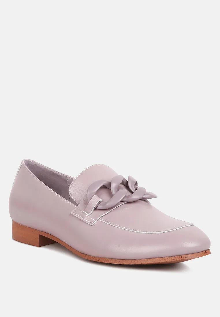 Merva Chunky Chain Leather Loafers By Ruw
