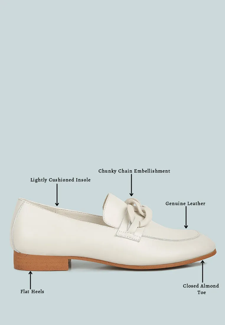Merva Chunky Chain Leather Loafers By Ruw