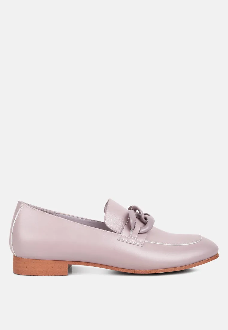 Merva Chunky Chain Leather Loafers By Ruw