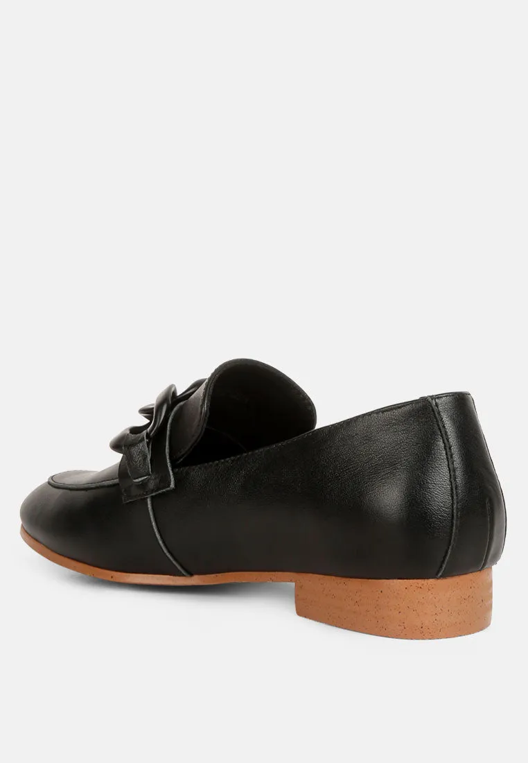 Merva Chunky Chain Leather Loafers By Ruw