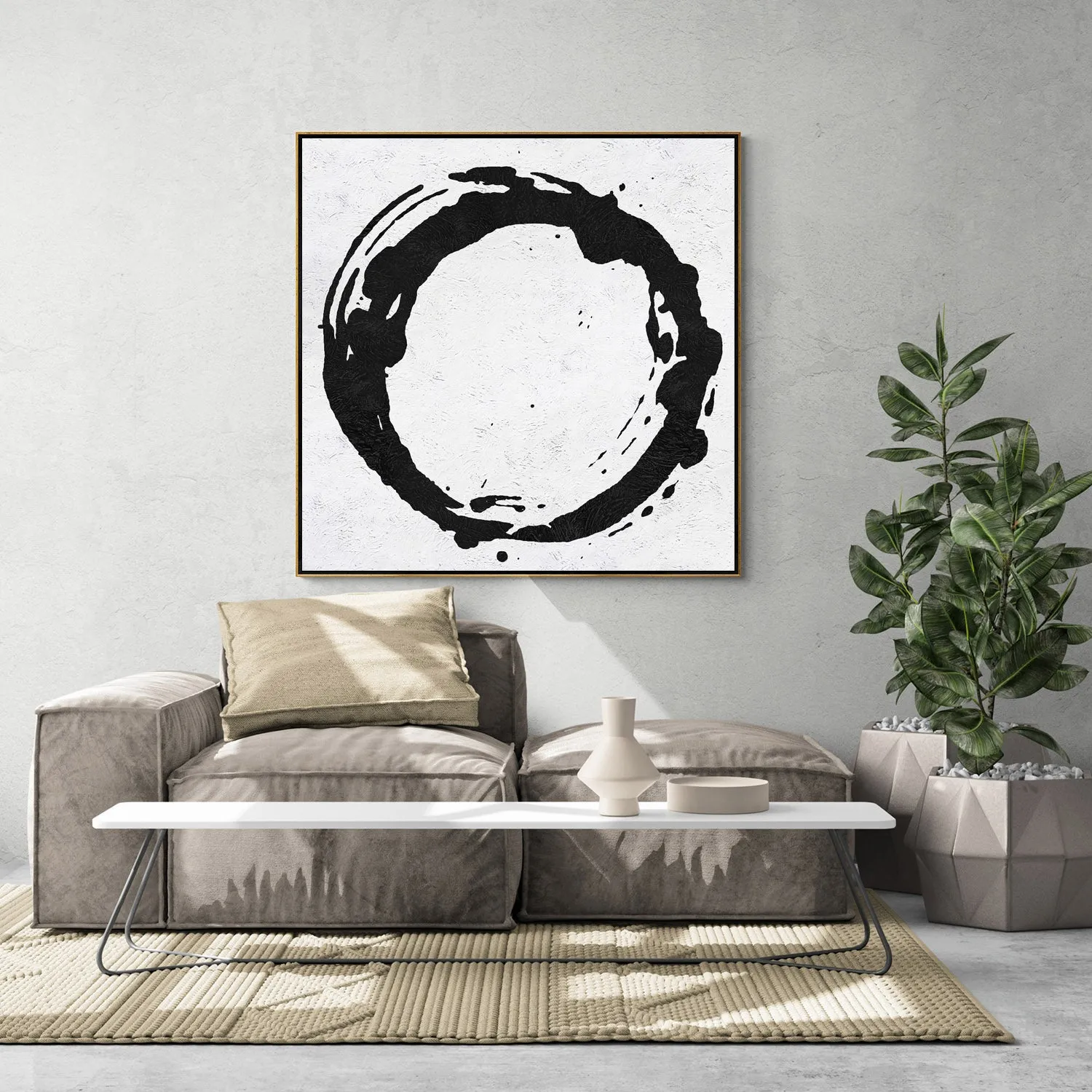Minimal Black and White Painting MN141A