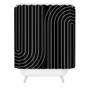 MINIMAL LINE CURVATURE BLACK SHOWER CURTAIN