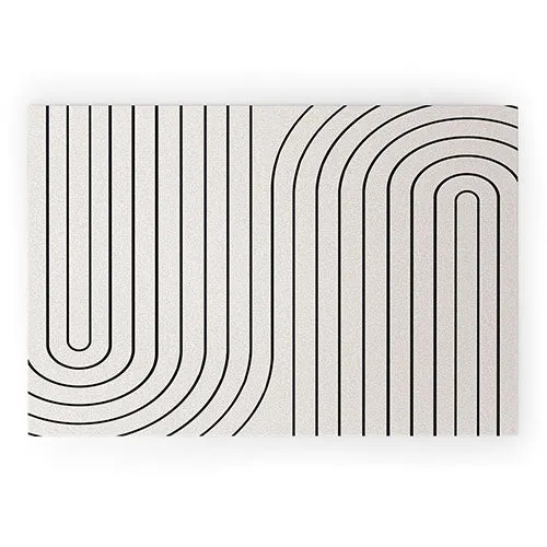 Minimal Line Curvature White Welcome Mat