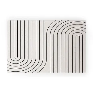 Minimal Line Curvature White Welcome Mat