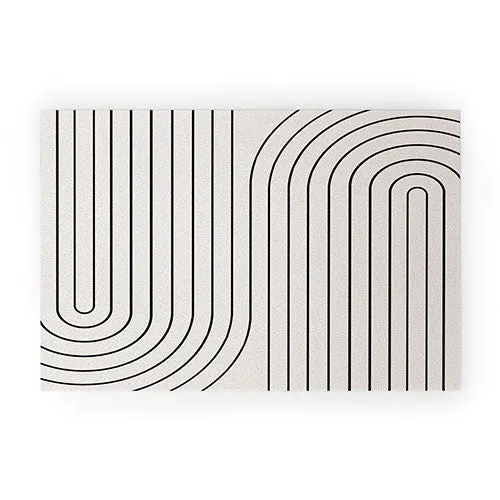 Minimal Line Curvature White Welcome Mat